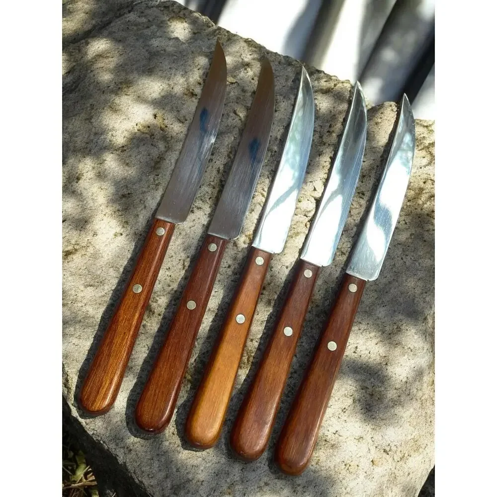 Vtg. P282-5 Wood Handle Case XX Chromium Steak Knives Lot of 5 USA Made Quality